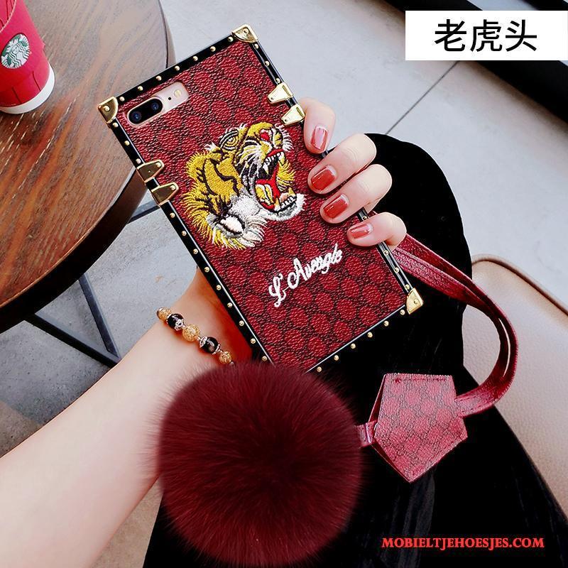 iPhone 6/6s Plus Borduurwerk Zacht Scheppend Hoesje Telefoon Pompom Rood Anti-fall