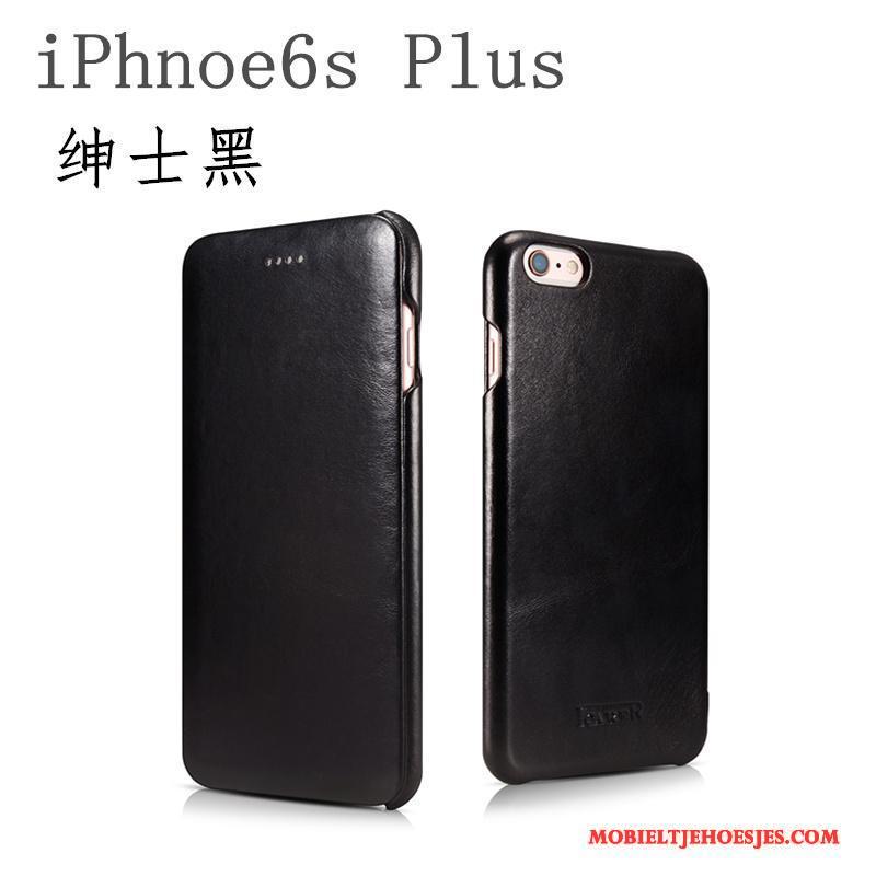 iPhone 6/6s Plus Hoesje Bedrijf Folio Zwart Hoes Mobiele Telefoon Leren Etui Bescherming
