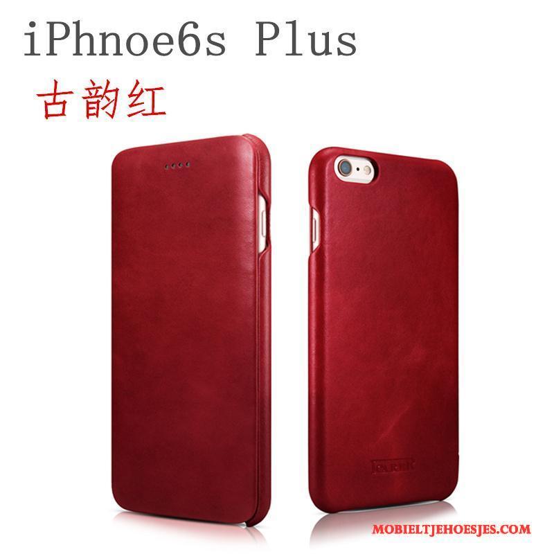 iPhone 6/6s Plus Hoesje Bedrijf Folio Zwart Hoes Mobiele Telefoon Leren Etui Bescherming