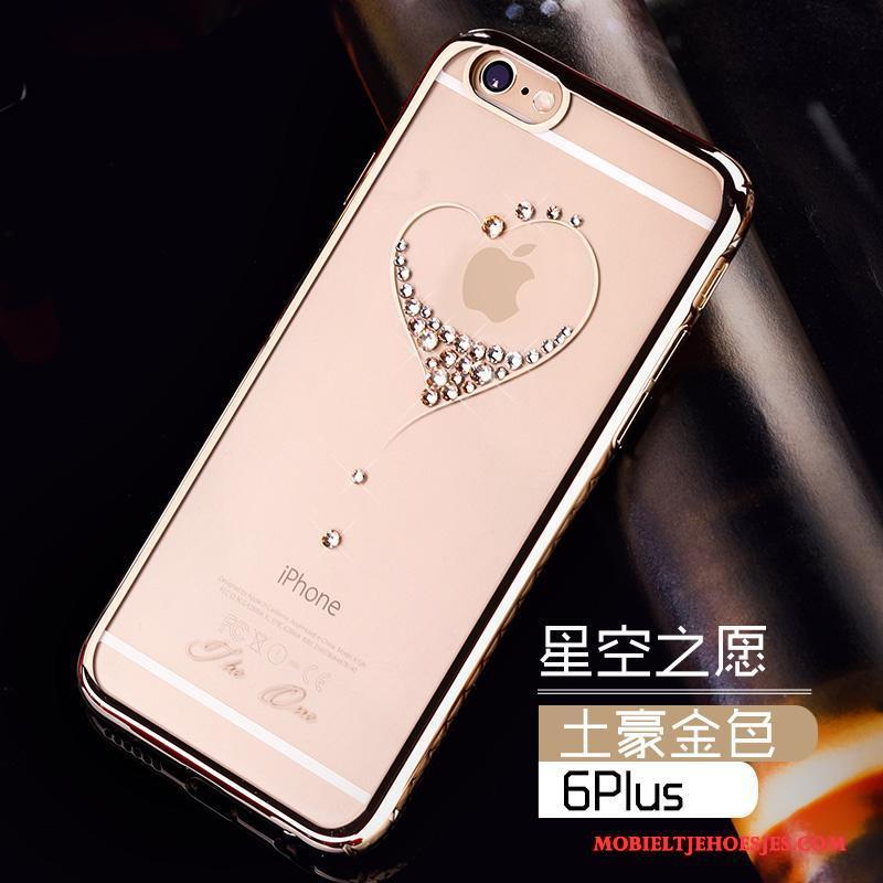 iPhone 6/6s Plus Hoesje Doorzichtig Hoes Luxe Dun Goud Bescherming Met Strass