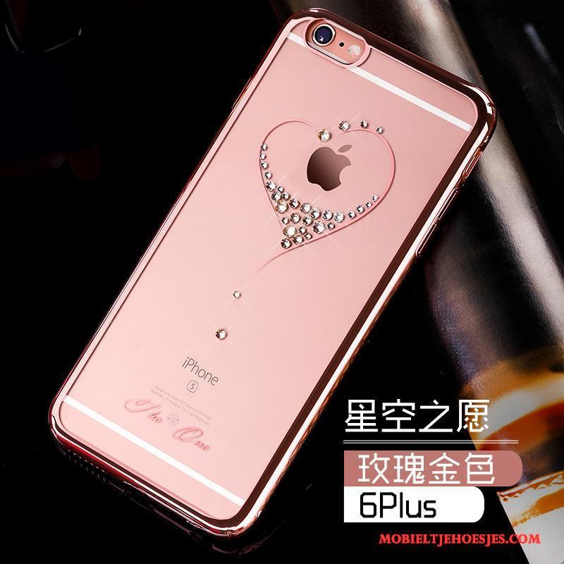 iPhone 6/6s Plus Hoesje Doorzichtig Hoes Luxe Dun Goud Bescherming Met Strass