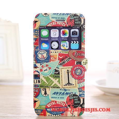 iPhone 6/6s Plus Hoesje Geschilderd Folio Spotprent Mooie Leren Etui Mobiele Telefoon Bescherming