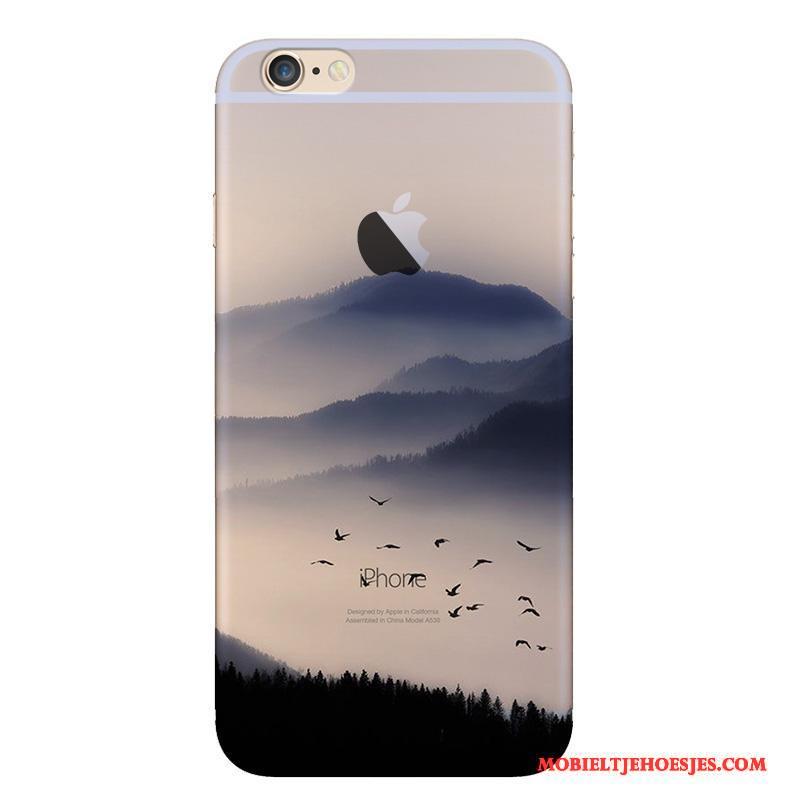 iPhone 6/6s Plus Hoesje Siliconen Blauw Trend Doorzichtig Anti-fall Landschap Persoonlijk