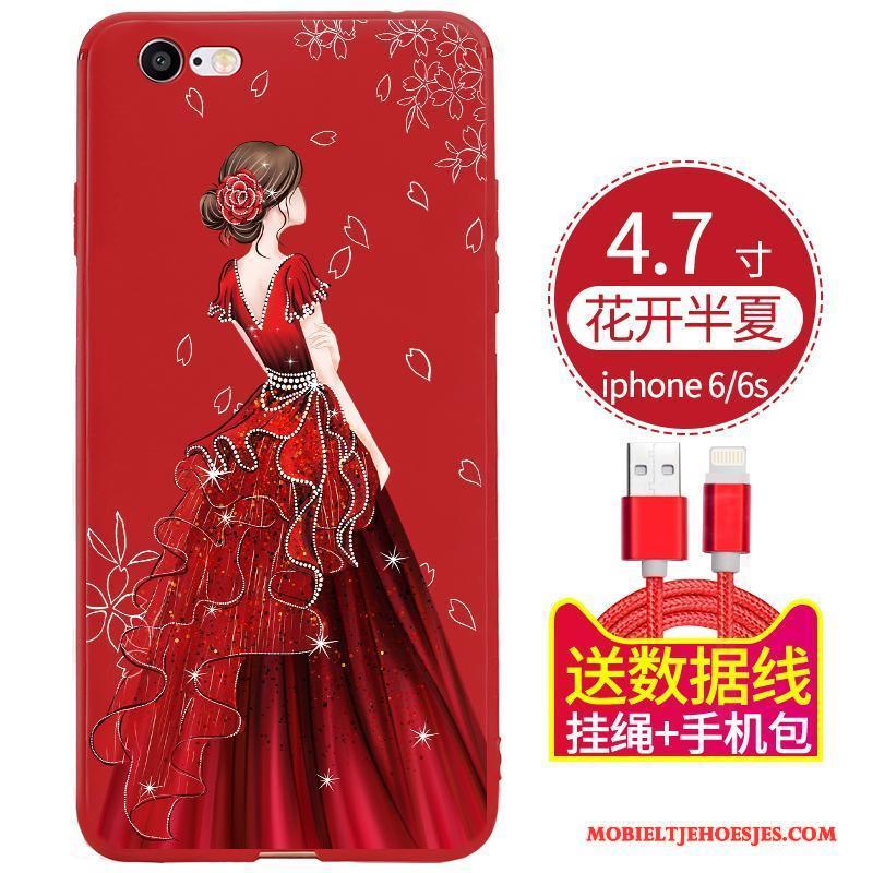 iPhone 6/6s Plus Hoesje Telefoon Anti-fall Zacht Zwart All Inclusive Rood Siliconen