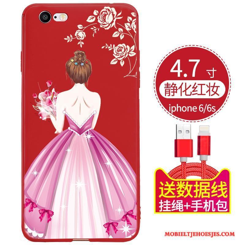 iPhone 6/6s Plus Hoesje Telefoon Anti-fall Zacht Zwart All Inclusive Rood Siliconen