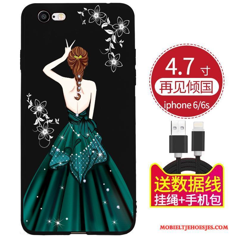 iPhone 6/6s Plus Hoesje Telefoon Anti-fall Zacht Zwart All Inclusive Rood Siliconen