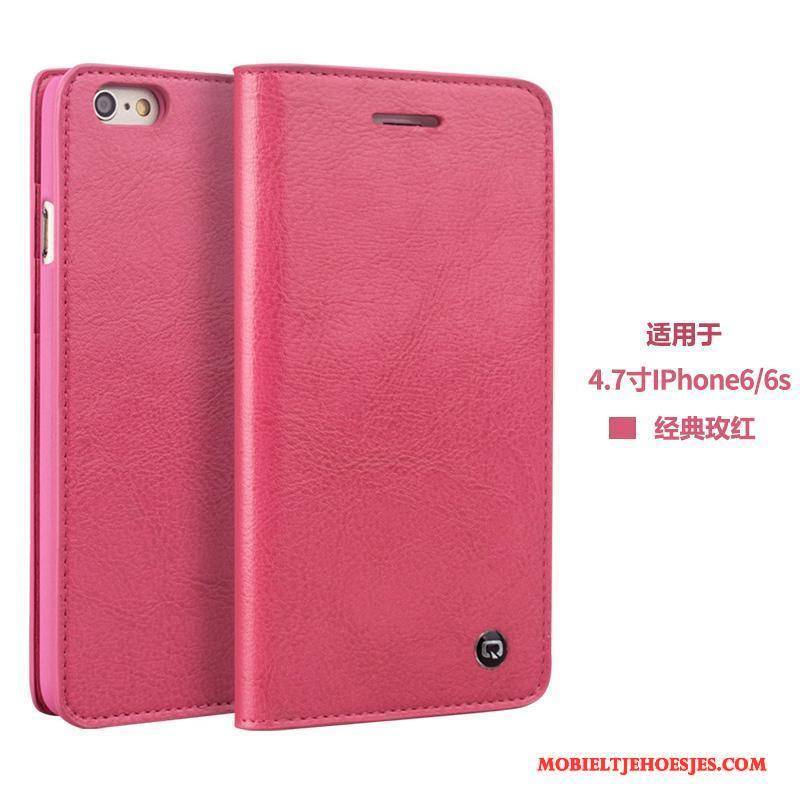 iPhone 6/6s Plus Hoesje Telefoon Bescherming Purper Leren Etui Folio Mobiele Telefoon