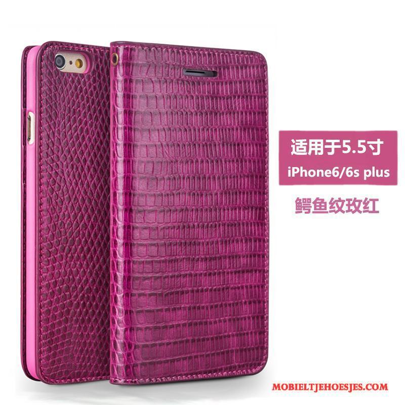 iPhone 6/6s Plus Hoesje Telefoon Bescherming Purper Leren Etui Folio Mobiele Telefoon