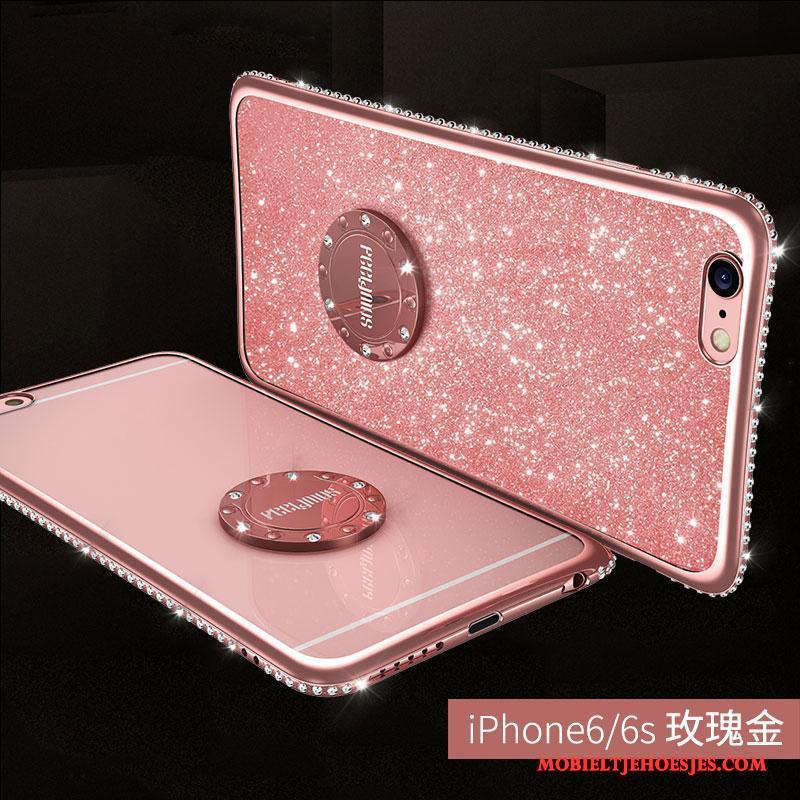 iPhone 6/6s Plus Met Strass Ring Anti-fall Hoesje Telefoon Rood Luxe Siliconen