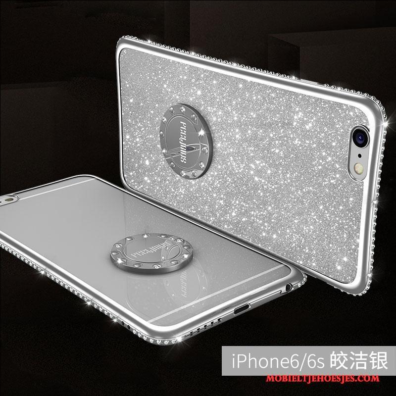 iPhone 6/6s Plus Met Strass Ring Anti-fall Hoesje Telefoon Rood Luxe Siliconen