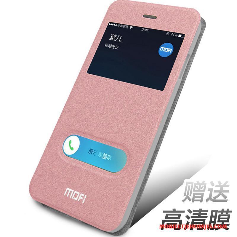 iPhone 6/6s Plus Mobiele Telefoon Leren Etui Hoesje Telefoon Bescherming Groen Roze Open Het Venster