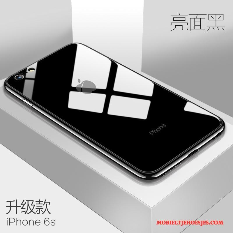 iPhone 6/6s Plus Nieuw Wit Hoesje Telefoon Zwart Trend Glas Siliconen