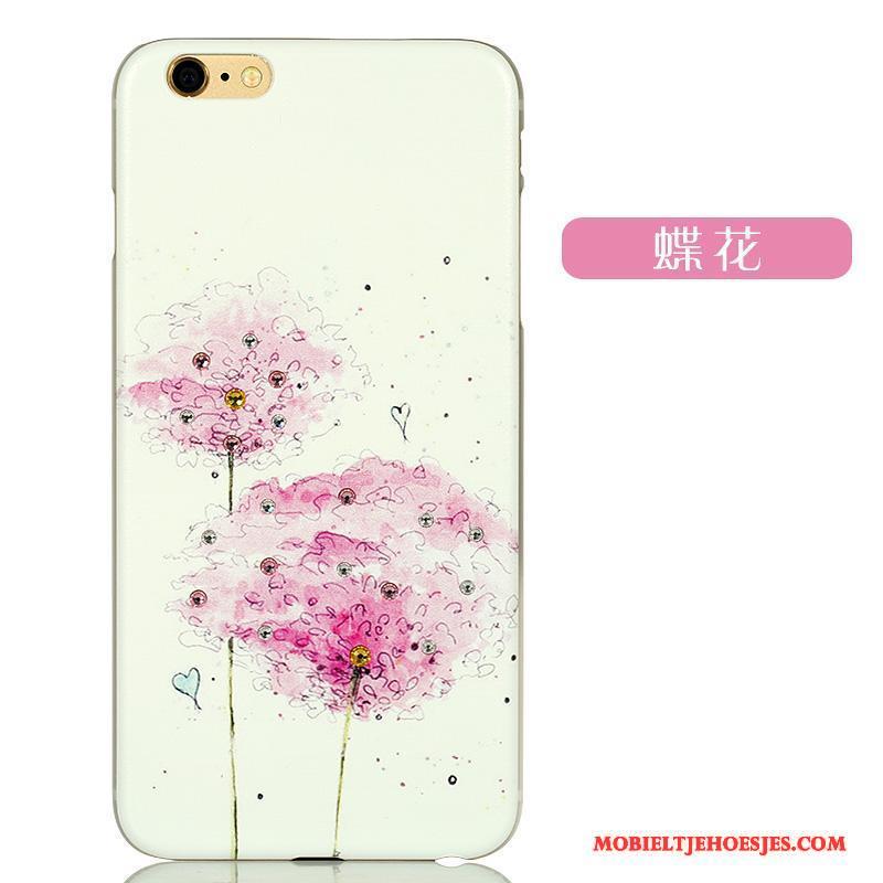 iPhone 6/6s Plus Roze Hoesje Met Strass Hard Schrobben Spotprent Mooie