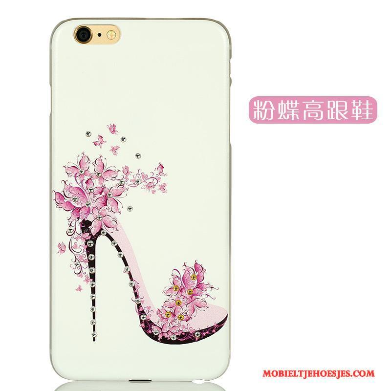 iPhone 6/6s Plus Roze Hoesje Met Strass Hard Schrobben Spotprent Mooie