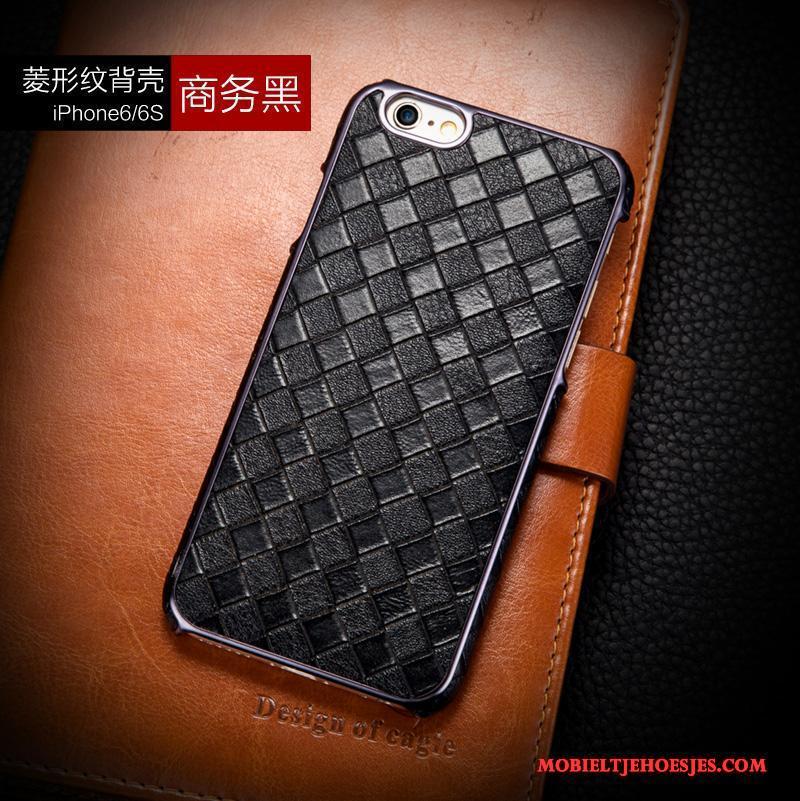 iPhone 6/6s Plus Ruit Anti-fall Trend Luxe Hoesje Telefoon Zwart Geruite