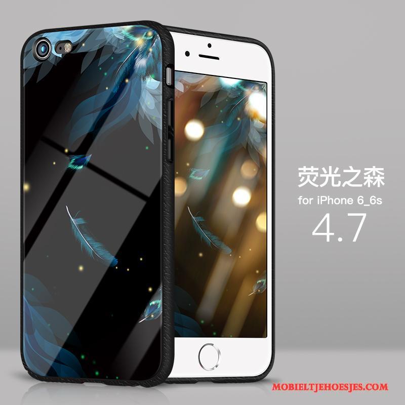 iPhone 6/6s Plus Siliconen Glas Net Red Purper Hoes Dun Hoesje Telefoon