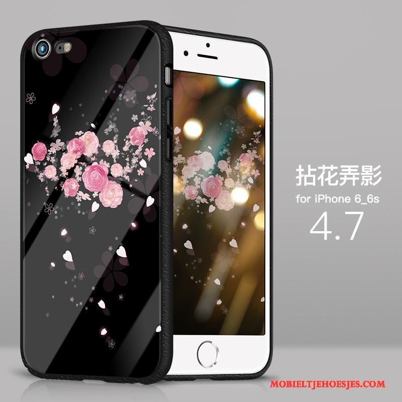 iPhone 6/6s Plus Siliconen Glas Net Red Purper Hoes Dun Hoesje Telefoon