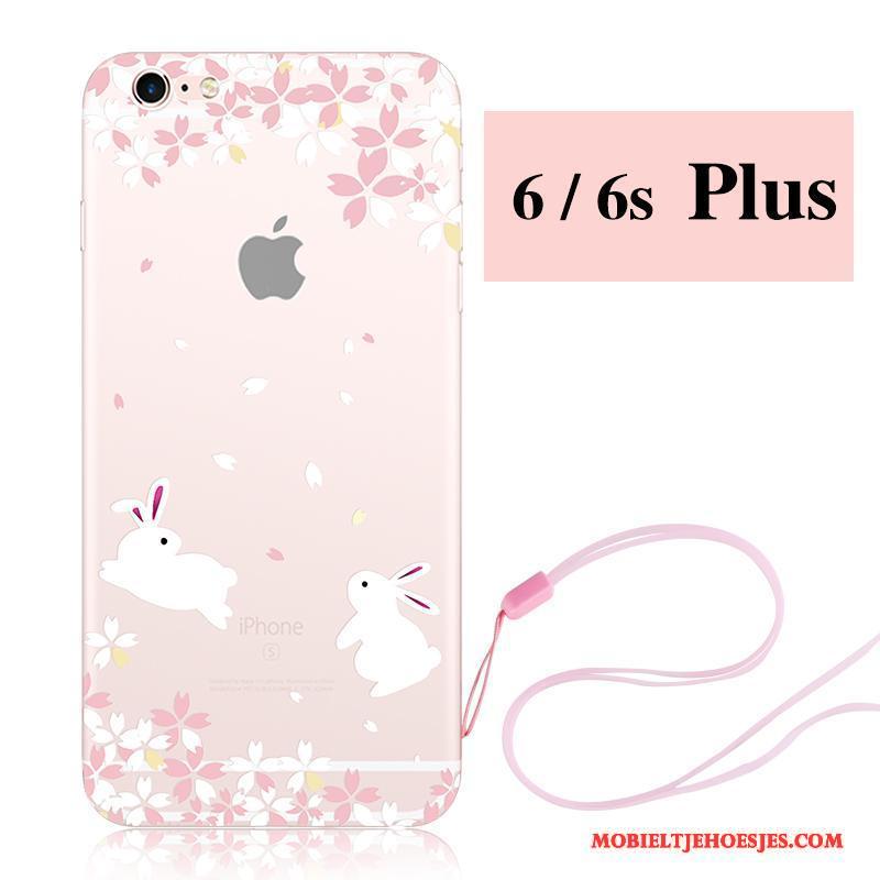 iPhone 6/6s Plus Siliconen Hoesje Telefoon Hanger Roze Konijn Kers Nieuw