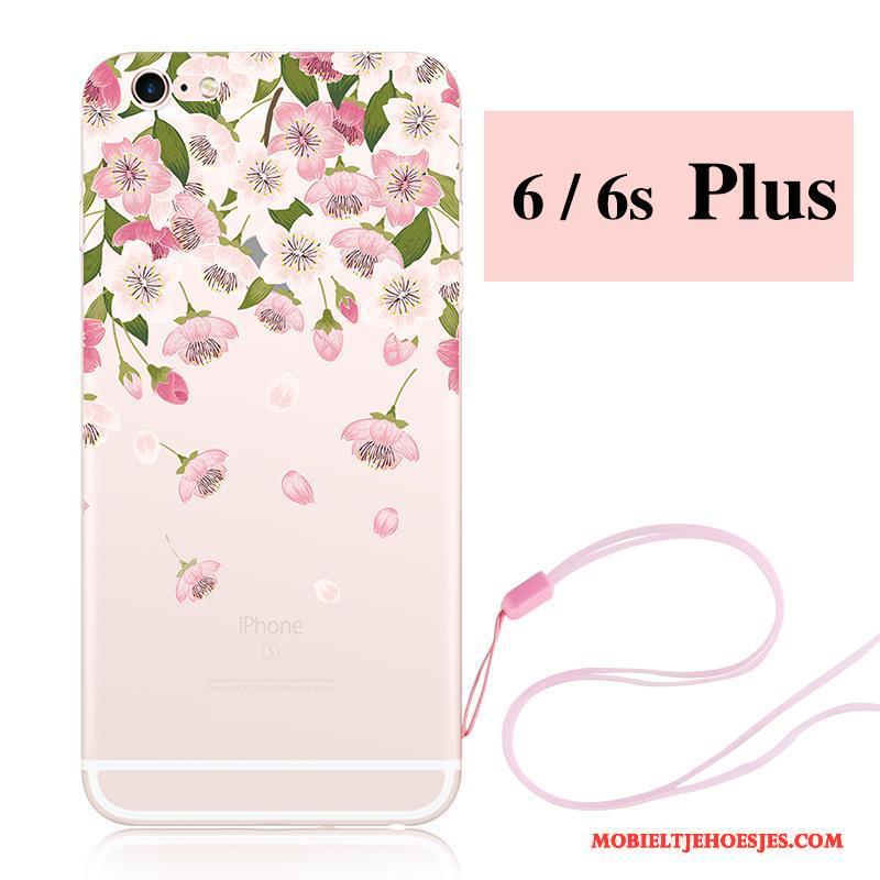 iPhone 6/6s Plus Siliconen Hoesje Telefoon Hanger Roze Konijn Kers Nieuw