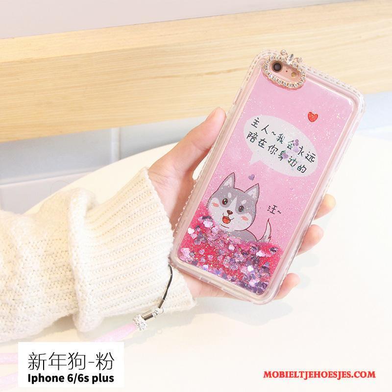 iPhone 6/6s Plus Trend Anti-fall Hoes Roze Met Strass Hoesje Telefoon Siliconen