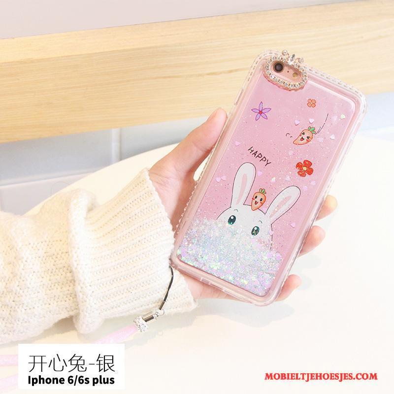 iPhone 6/6s Plus Trend Anti-fall Hoes Roze Met Strass Hoesje Telefoon Siliconen