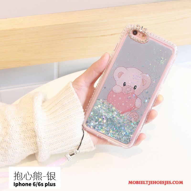 iPhone 6/6s Plus Trend Anti-fall Hoes Roze Met Strass Hoesje Telefoon Siliconen