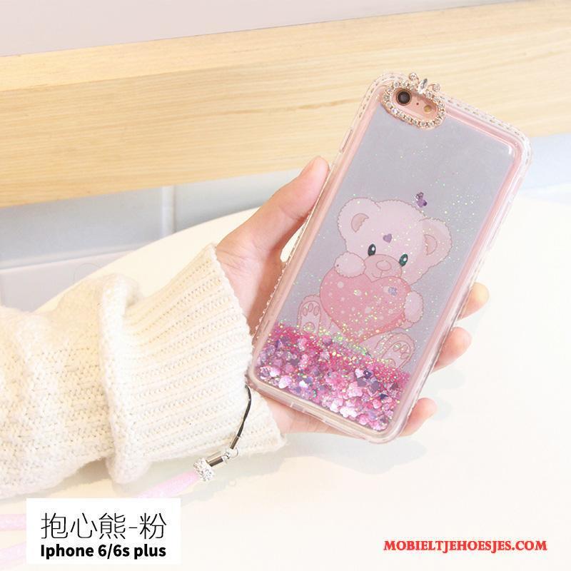 iPhone 6/6s Plus Trend Anti-fall Hoes Roze Met Strass Hoesje Telefoon Siliconen