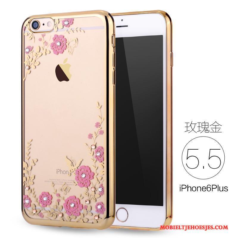 iPhone 6/6s Plus Zacht Anti-fall Met Strass Siliconen Hoesje Telefoon Rose Goud