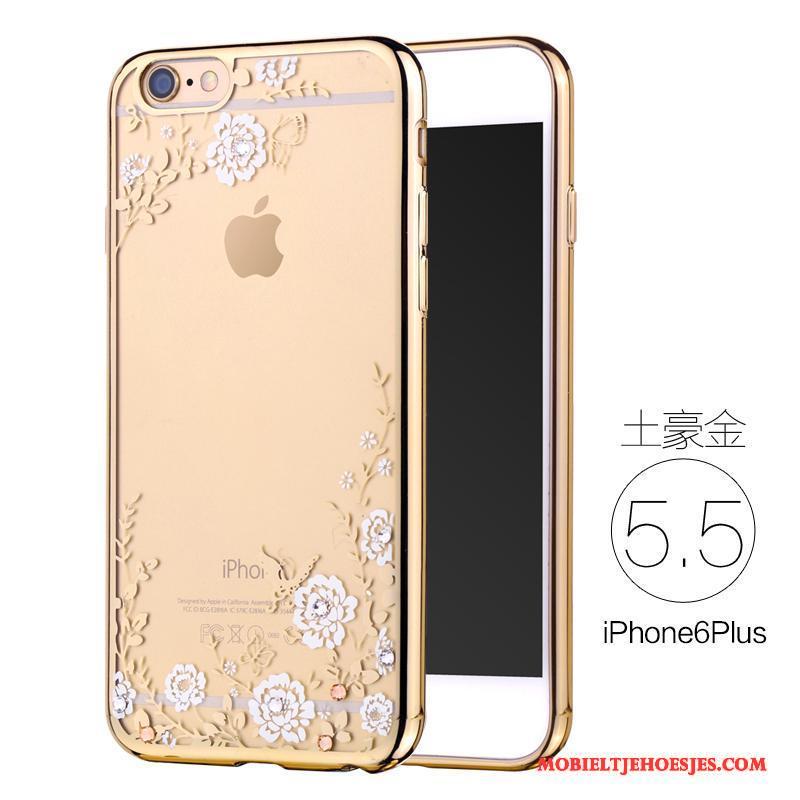 iPhone 6/6s Plus Zacht Anti-fall Met Strass Siliconen Hoesje Telefoon Rose Goud