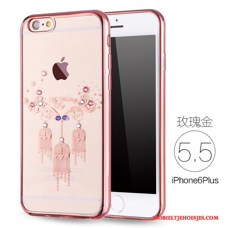 iPhone 6/6s Plus Zacht Anti-fall Met Strass Siliconen Hoesje Telefoon Rose Goud