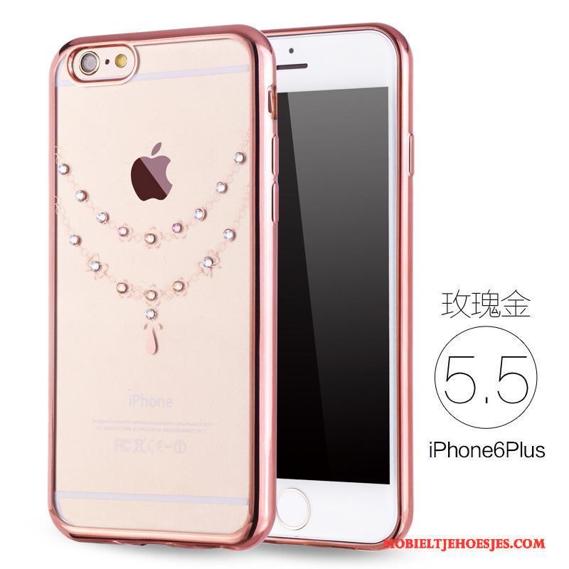 iPhone 6/6s Plus Zacht Anti-fall Met Strass Siliconen Hoesje Telefoon Rose Goud