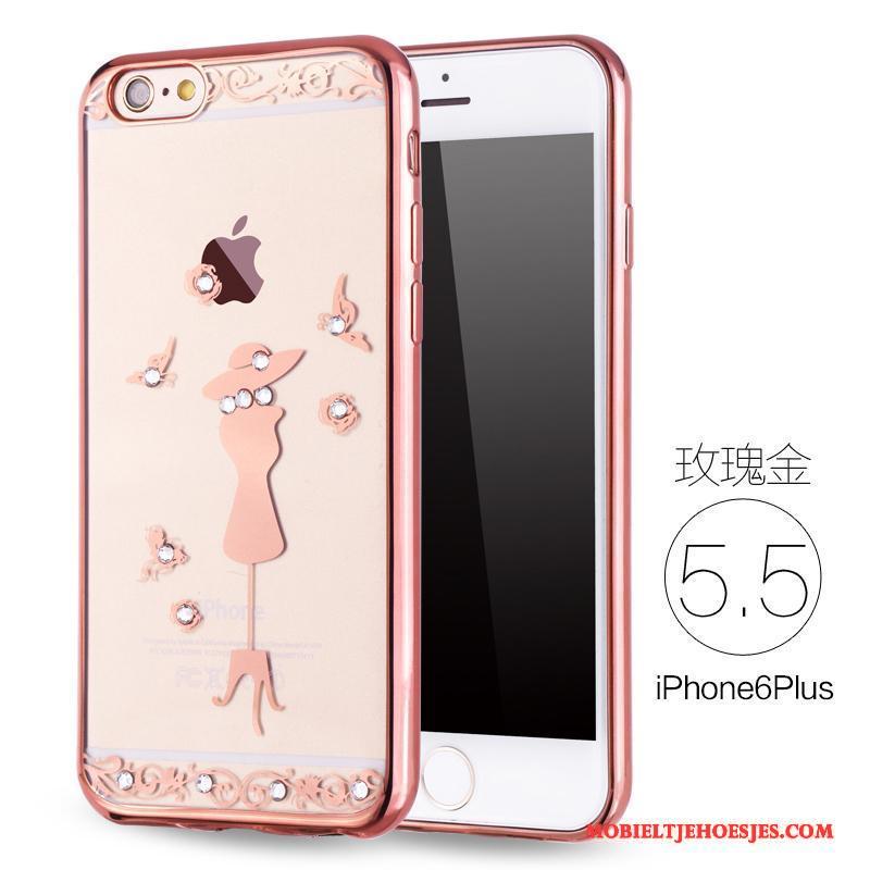 iPhone 6/6s Plus Zacht Anti-fall Met Strass Siliconen Hoesje Telefoon Rose Goud