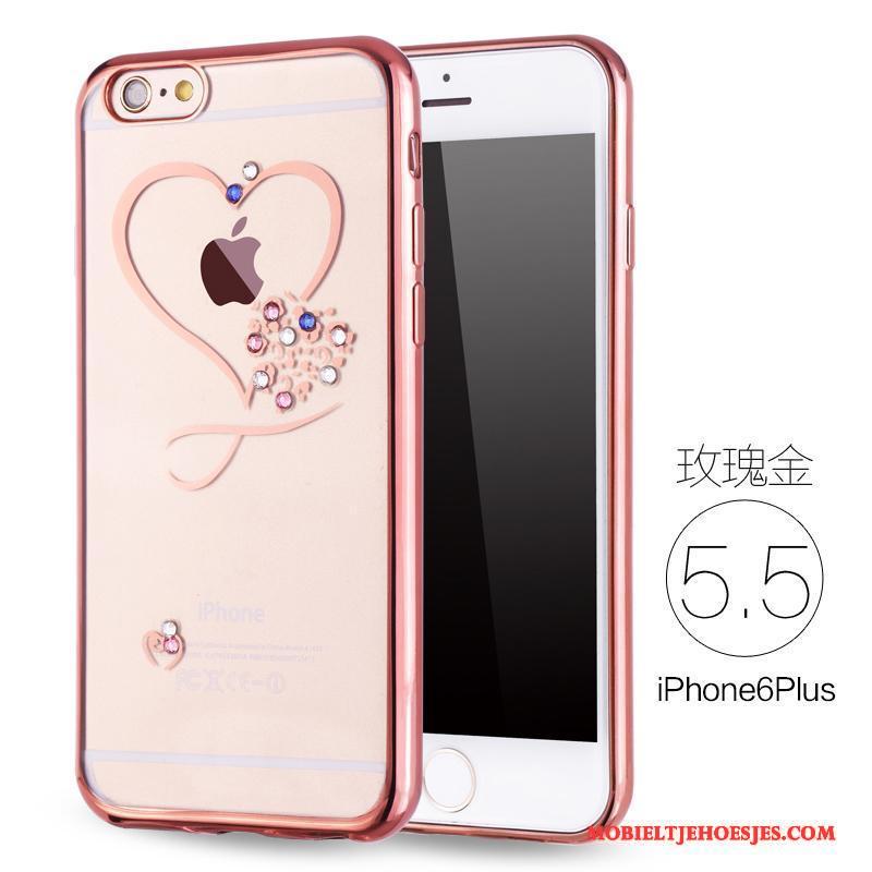 iPhone 6/6s Plus Zacht Anti-fall Met Strass Siliconen Hoesje Telefoon Rose Goud