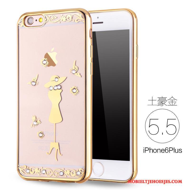 iPhone 6/6s Plus Zacht Anti-fall Met Strass Siliconen Hoesje Telefoon Rose Goud