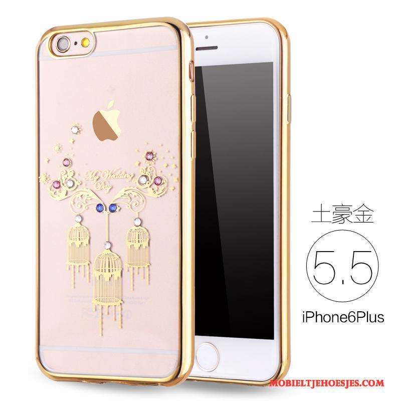 iPhone 6/6s Plus Zacht Anti-fall Met Strass Siliconen Hoesje Telefoon Rose Goud