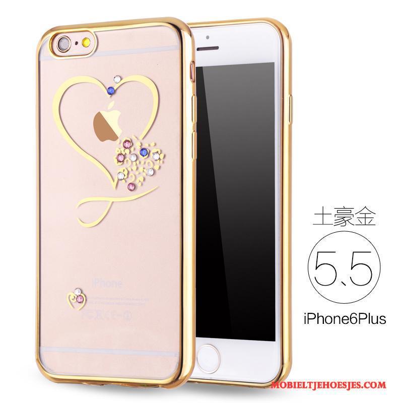 iPhone 6/6s Plus Zacht Anti-fall Met Strass Siliconen Hoesje Telefoon Rose Goud