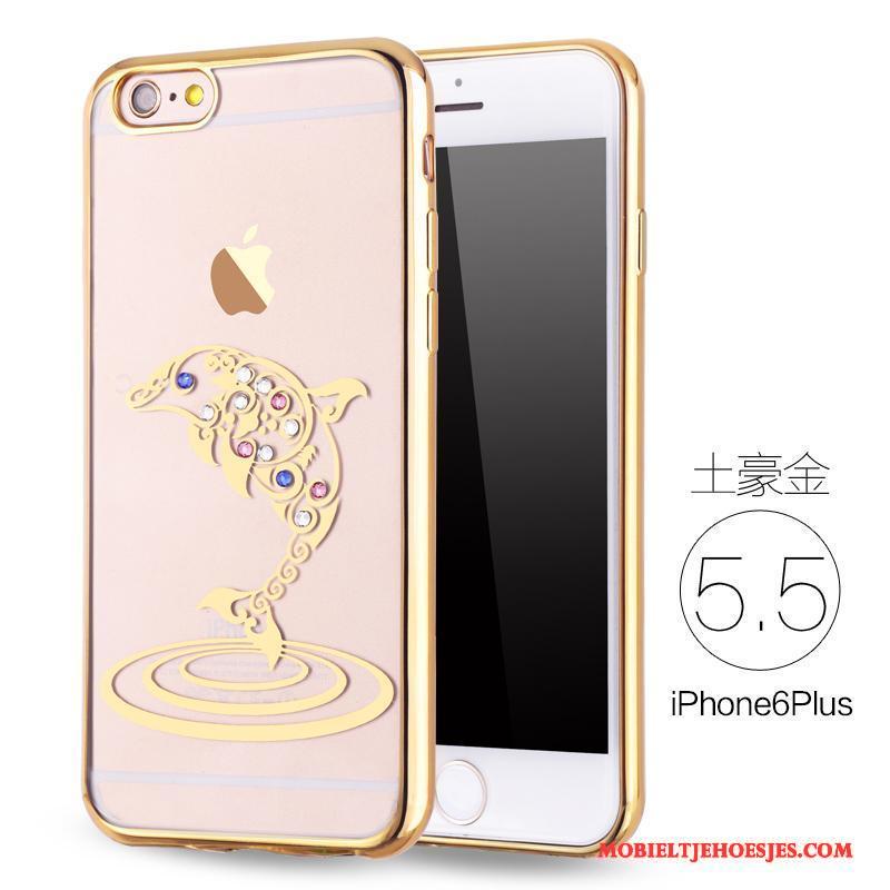 iPhone 6/6s Plus Zacht Anti-fall Met Strass Siliconen Hoesje Telefoon Rose Goud