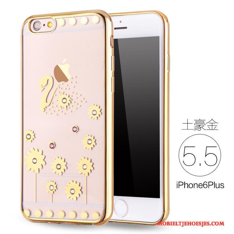 iPhone 6/6s Plus Zacht Anti-fall Met Strass Siliconen Hoesje Telefoon Rose Goud