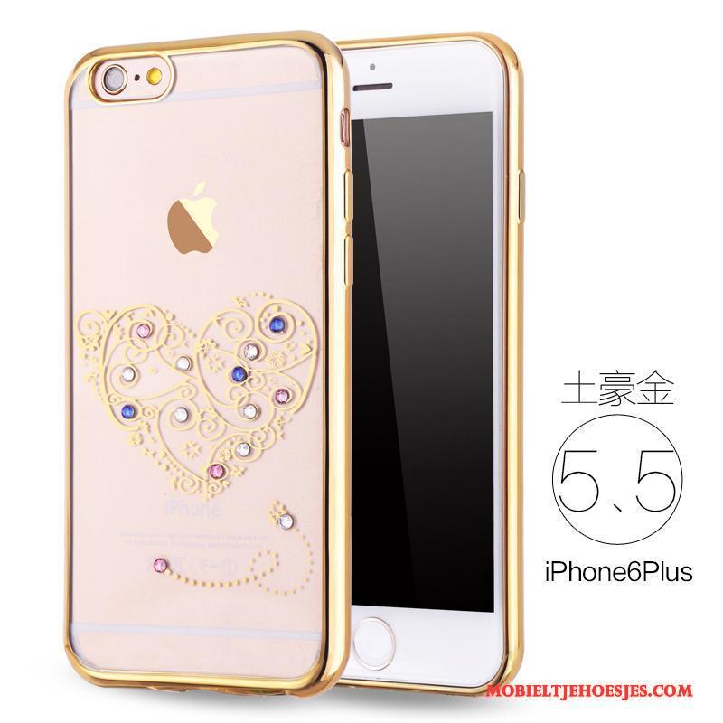 iPhone 6/6s Plus Zacht Anti-fall Met Strass Siliconen Hoesje Telefoon Rose Goud