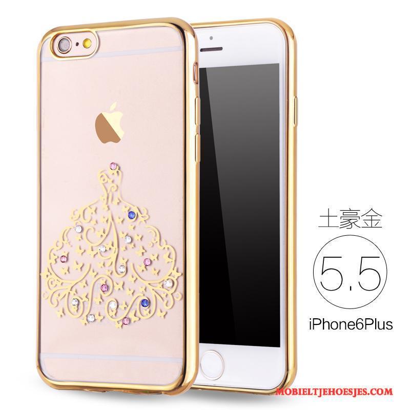 iPhone 6/6s Plus Zacht Anti-fall Met Strass Siliconen Hoesje Telefoon Rose Goud