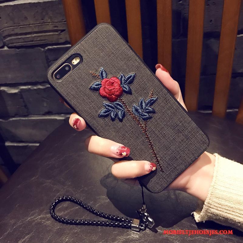 iPhone 6/6s Plus Zacht Diepe Kleur Hoesje Telefoon Bescherming Bloemen Hanger Grijs