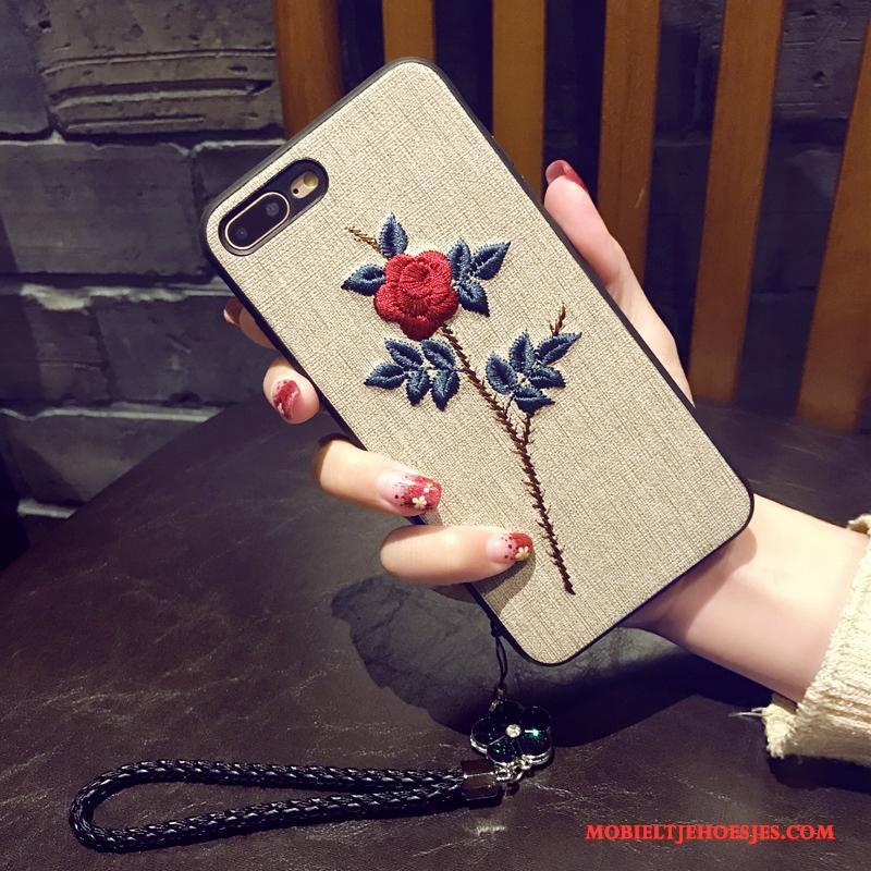 iPhone 6/6s Plus Zacht Diepe Kleur Hoesje Telefoon Bescherming Bloemen Hanger Grijs