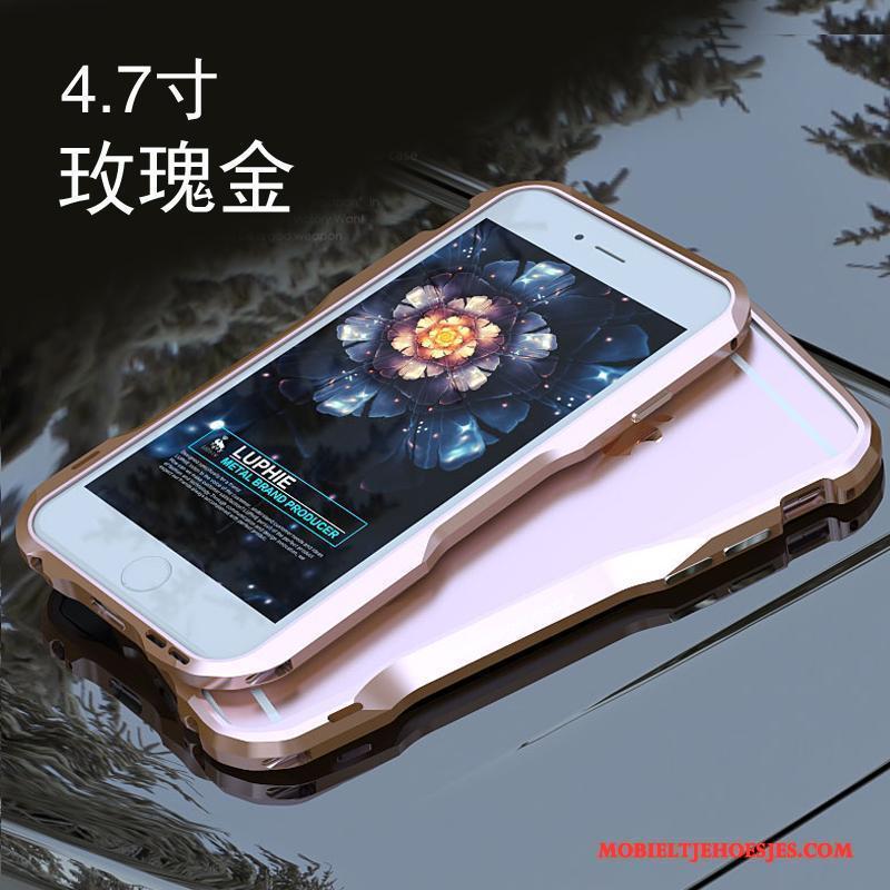 iPhone 6/6s Rose Goud Hoesje Telefoon Metaal Anti-fall Trend Omlijsting Mobiele Telefoon