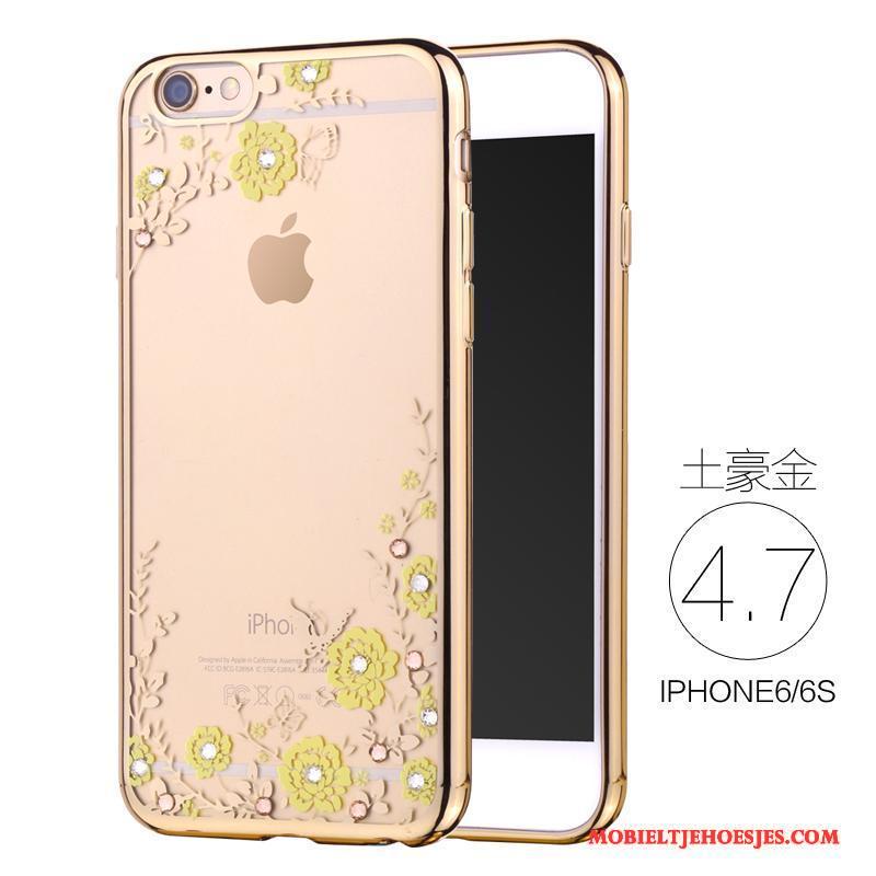 iPhone 6/6s Rose Goud Zacht Siliconen Met Strass Hoesje Telefoon Luxe