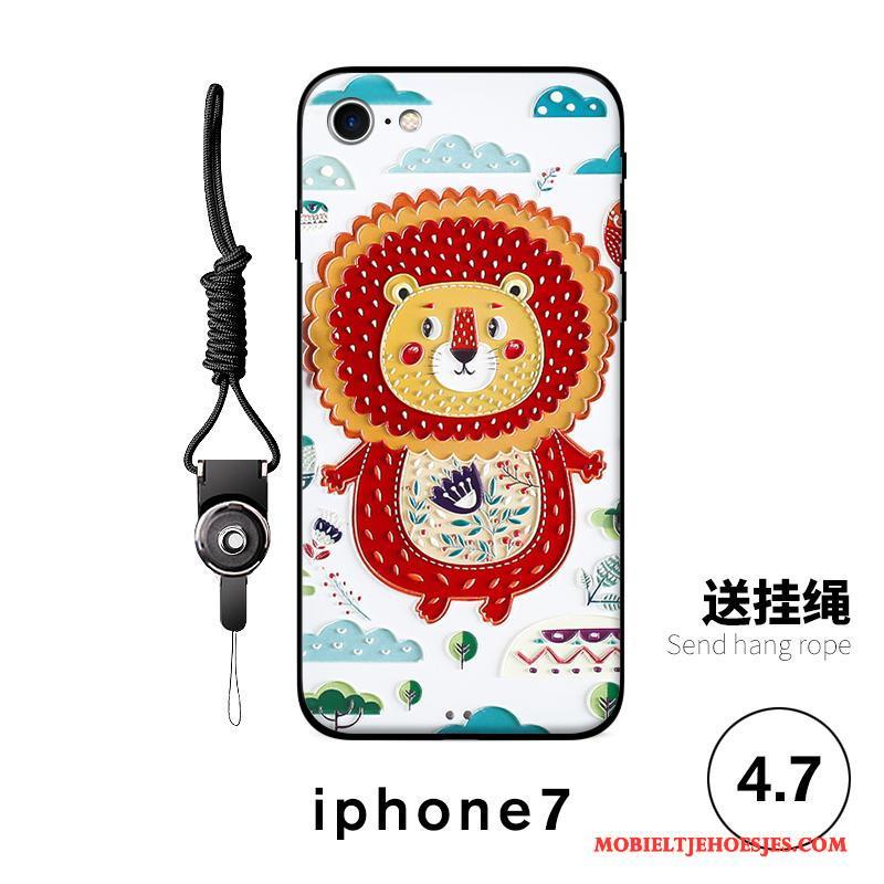 iPhone 7 Anti-fall Hanger Reliëf Wit Hoesje Telefoon Spotprent Zacht