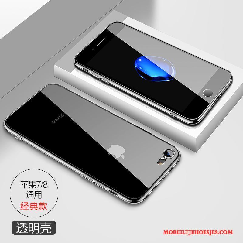 iPhone 7 Anti-fall Luxe Siliconen Doorzichtig Hoesje Telefoon Eenvoudige Rose Goud
