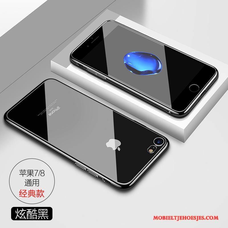 iPhone 7 Anti-fall Luxe Siliconen Doorzichtig Hoesje Telefoon Eenvoudige Rose Goud