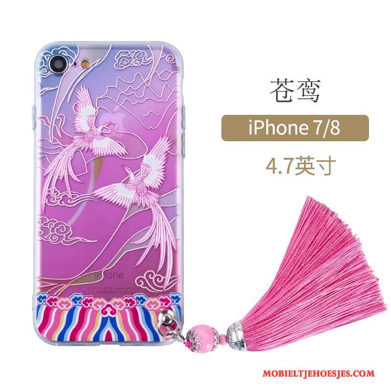 iPhone 7 Bescherming Rood Hoes Hoesje Telefoon Kunst Chinese Stijl