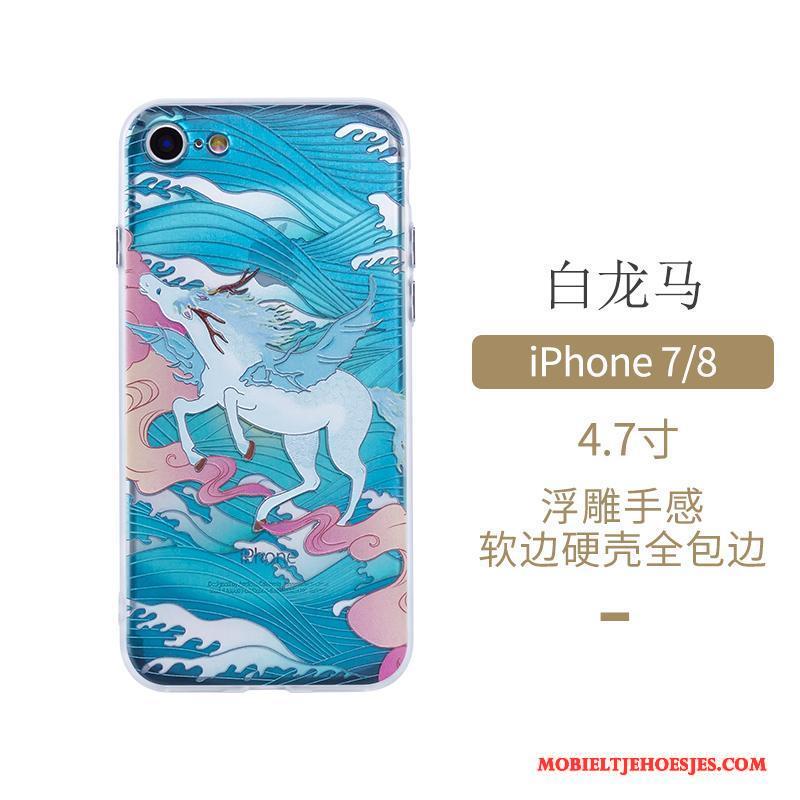 iPhone 7 Blauw Kunst Original Chinese Stijl Hoes Hoesje Telefoon Anti-fall