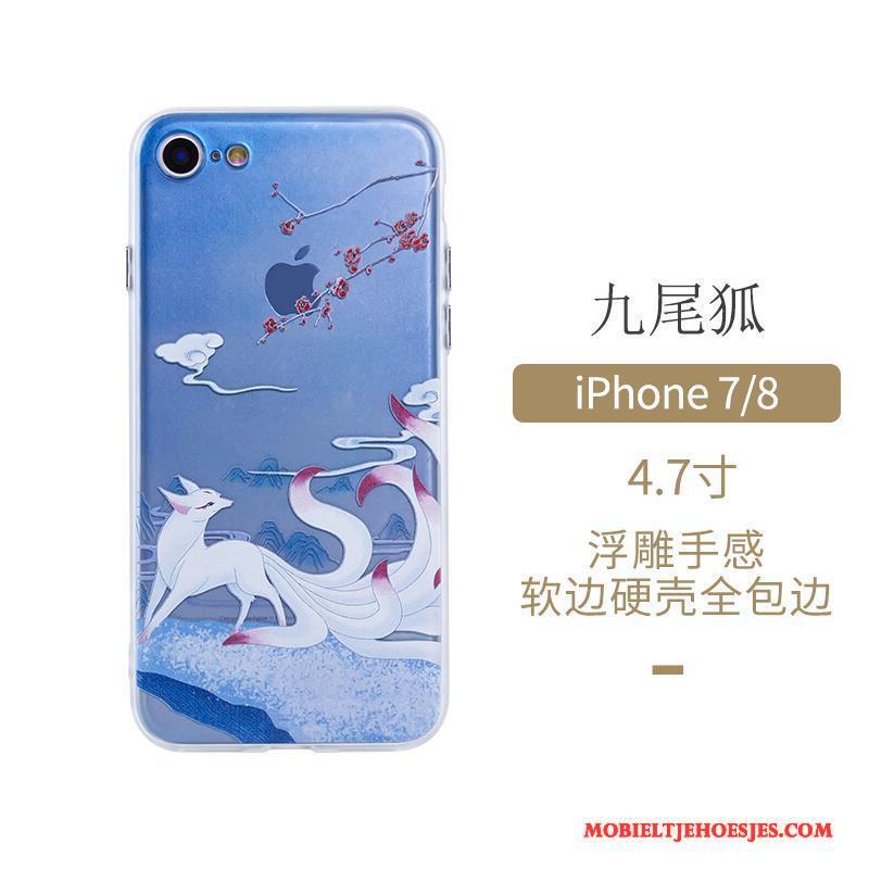 iPhone 7 Blauw Kunst Original Chinese Stijl Hoes Hoesje Telefoon Anti-fall